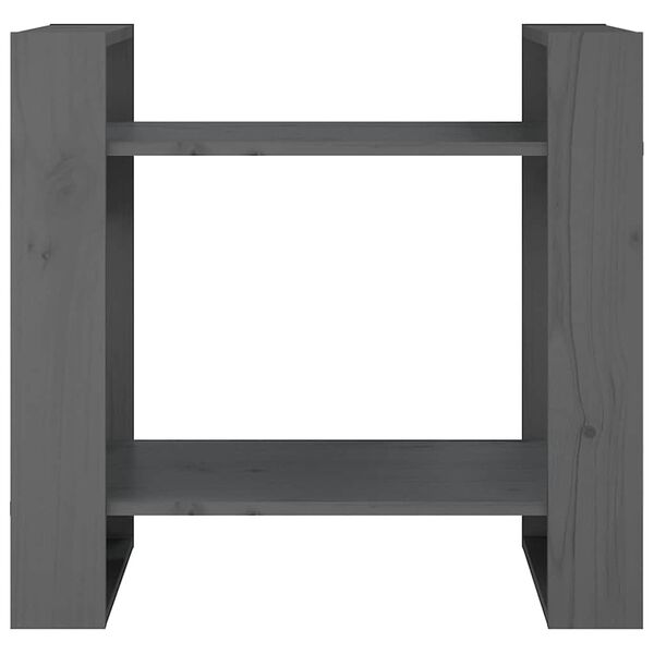vidaXL Bokhylla/Rumsavdelare grå 60x35x57 cm massiv furu