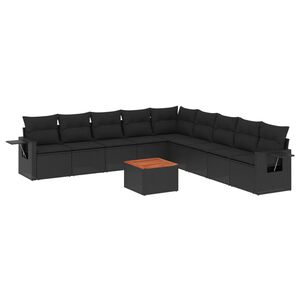 vidaXL Loungegrupp 10 delar med svarta dynor konstrotting