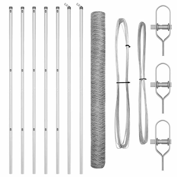 vidaXL St&auml;ngselstolpe Silver 10 x 1,6 m (50 mm n&auml;t) St&aring;l