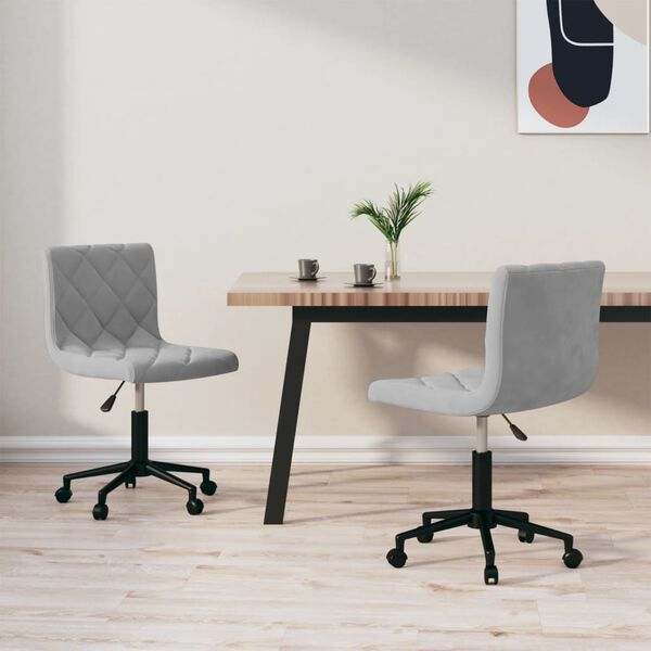 vidaXL Snurrbara matstolar 2 st ljusgr&aring; sammet