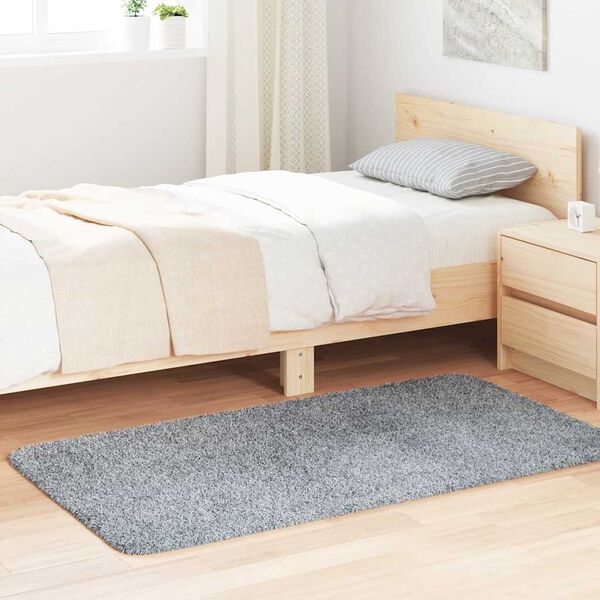 vidaXL Ryamatta med l&aring;ng lugg NAVARRA ljusgr&aring; 80x150 cm polyester