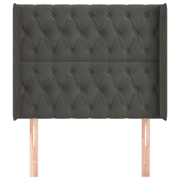 vidaXL S&auml;nggavel med kanter m&ouml;rkgr&aring; 93x16x118/128 cm sammet