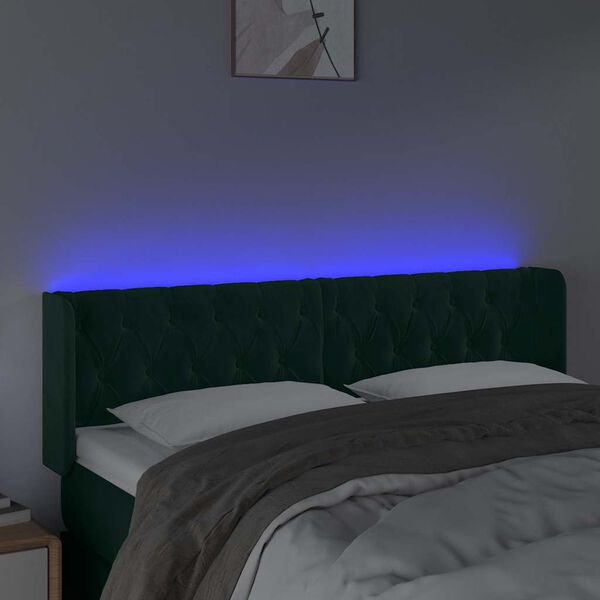 vidaXL S&auml;nggavel LED m&ouml;rkgr&ouml;n 147x16x78/88 cm sammet