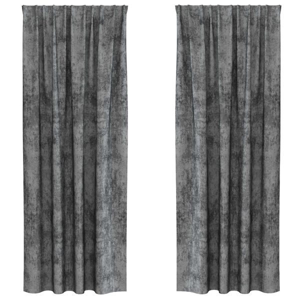 vidaXL Sammetsgardiner med gardiner 2 pcs Gr&aring; 260 x 140 cm Sammet