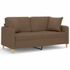 vidaXL 2-sits soffa med prydnadskuddar brun 140 cm tyg