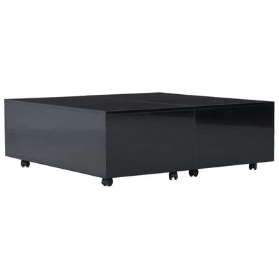 vidaXL Soffbord svart högglans 100x100x35 cm