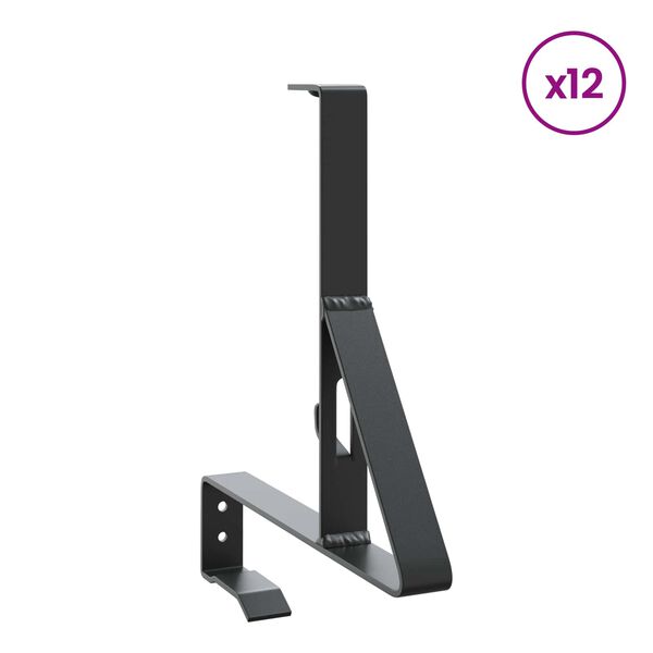 vidaXL Sn&ouml;skyddsst&ouml;d 12 pcs Svart 29,5 x 3 x 34,5 cm St&aring;l