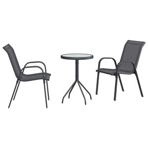 vidaXL Trädgårds Bistro Set 3 pcs Grå Stål