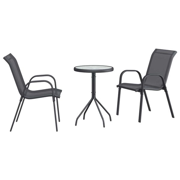 vidaXL Trädgårds Bistro Set 3 pcs Grå Stål