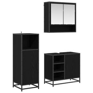 vidaXL Badrumsm&ouml;belset 3 st Svart Ek 35 x 37,5 x 100 cm