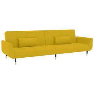 vidaXL B&auml;ddsoffa 2-sits med tv&aring; kuddar gul sammet