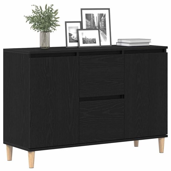 vidaXL Sideboard med låda Svart 101 x 35 x 60 cm Konstruerat trä