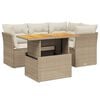 vidaXL Soffgrupp f&ouml;r tr&auml;dg&aring;rden med dynor 5 delar beige konstrotting