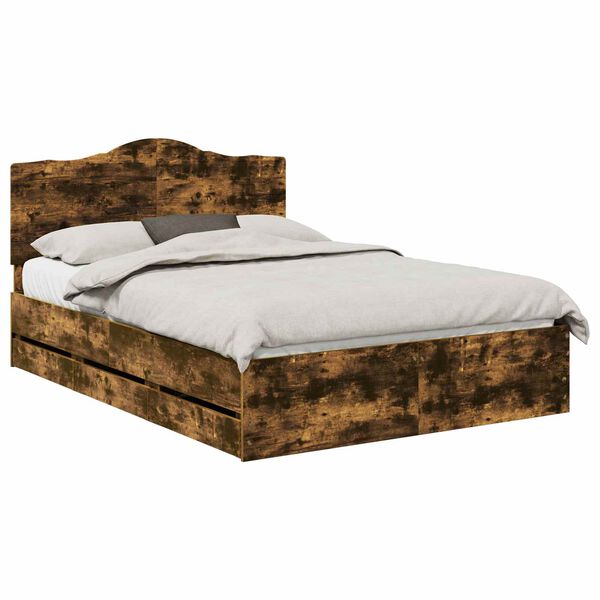 vidaXL S&auml;ngram med l&aring;da med lagring R&ouml;kt ek 160 x 200 cm Ingenj&ouml;rstr&auml;