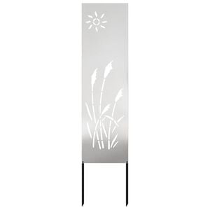 vidaXL Tr&auml;dg&aring;rds integritetssk&auml;rm Silver 32 x 140 cm Rostfritt st&aring;l