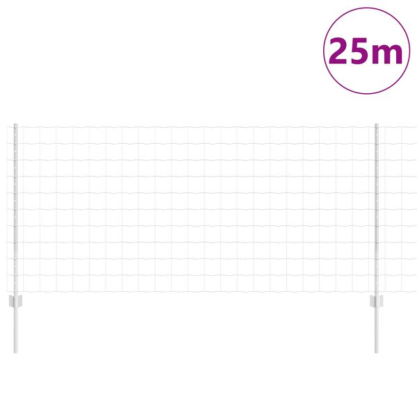 vidaXL St&auml;ngsel med stolpe Silver 1 x 25 m St&aring;l