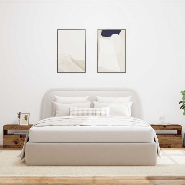 vidaXL Sängbord med LED-lampor gammalt trä 60x35x40cm konstruerat trä