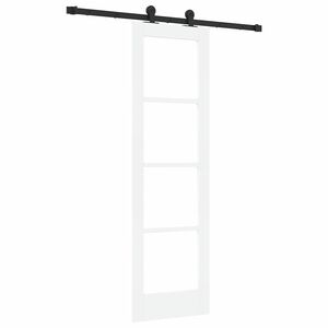 vidaXL Skjutd&ouml;rr ORKDAL Vit 61 x 198,5 cm Massivt talltr&auml; och glas