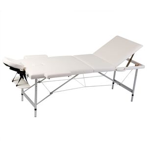 vidaXL Hopf&auml;llbar massageb&auml;nk med 3 sektioner aluminiumram gr&auml;ddvit