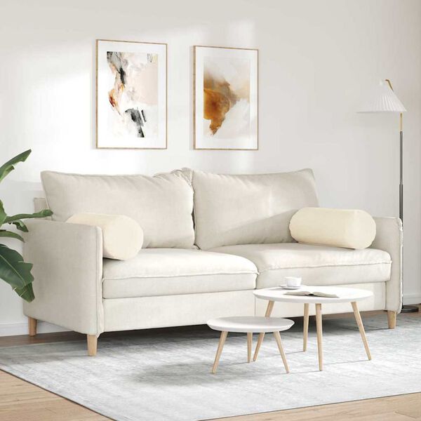 vidaXL Bolsterkuddar 2 pcs Kr&auml;m &Oslash; 25 x 70 cm Kordread tyg