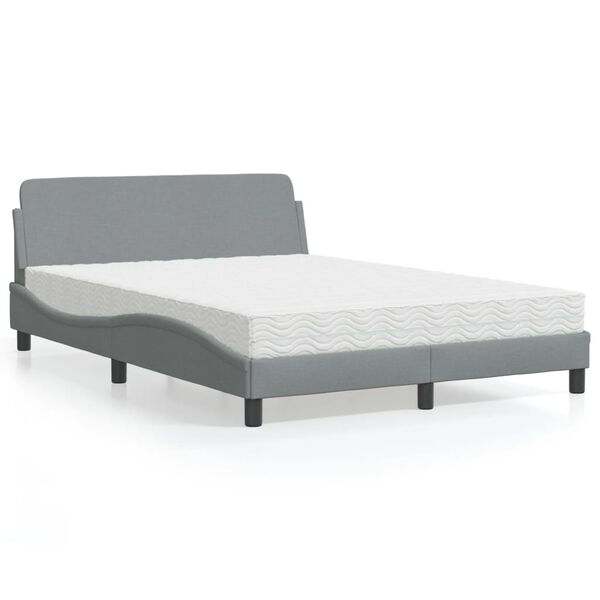 vidaXL Bed with Mattress "Dover" Light Grey 140x190 cm Fabric