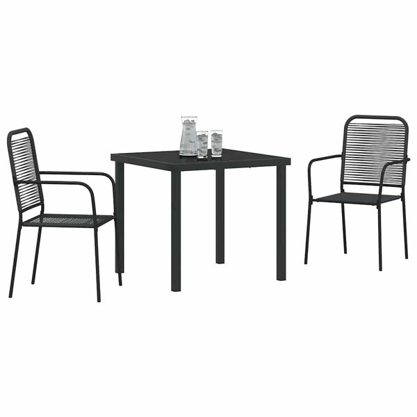 vidaXL Tr&auml;dg&aring;rdsm&ouml;belset 3 pcs Svart Pulverlackerat st&aring;l