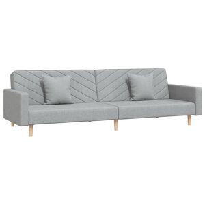 vidaXL B&auml;ddsoffa 2-sits med tv&aring; kuddar ljusgr&aring; tyg