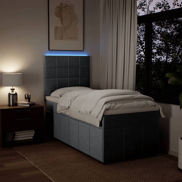 vidaXL Rams&auml;ng med madrass ljusgr&aring; 90x190 cm tyg