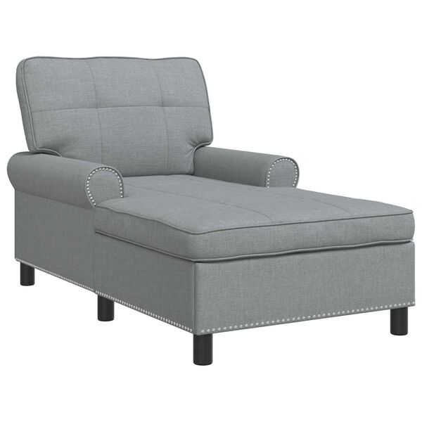 vidaXL Chaise Lounge med kudde Ljusgr&aring; 91 x 157 x 91 cm tyg