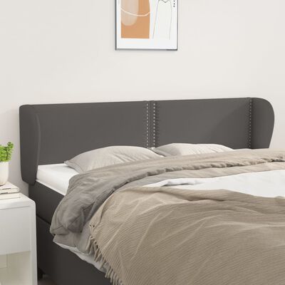 vidaXL Sänggavel med kanter grå 147x23x78/88 cm konstläder