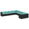 vidaXL Loungegrupp 10 delar med svarta dynor konstrotting