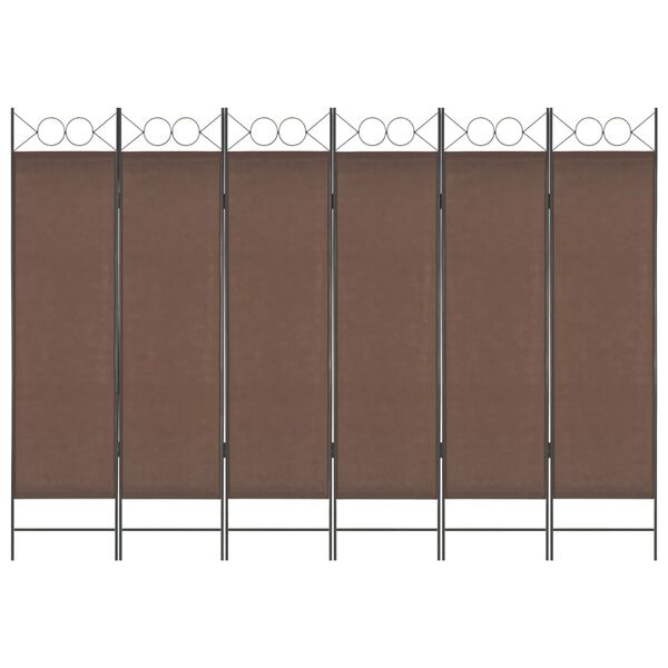 vidaXL Rumsavdelare 6 paneler brun 240x180 cm