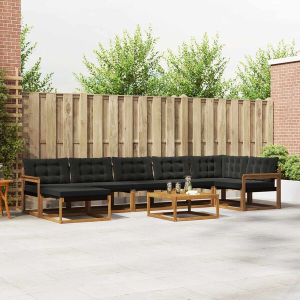 vidaXL Utomhussoffset 22 pcs Naturlig och svart Massivt Akaciatr&auml;