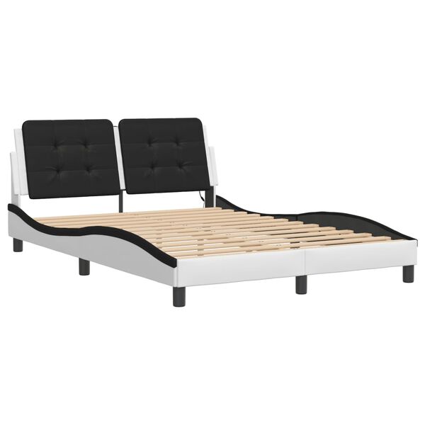 vidaXL Bed Frame with LED without Mattress "Zadar" White and Black 140x200 cm