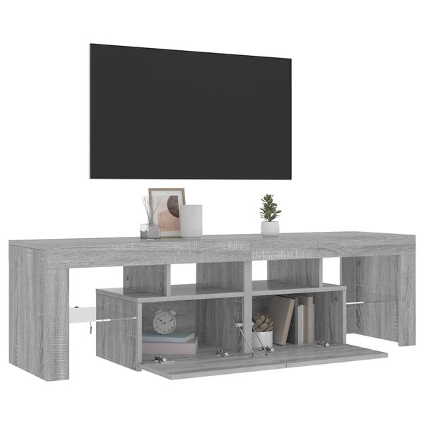 vidaXL Tv-bänk med LED-belysning grå sonoma 140x36,5x40 cm