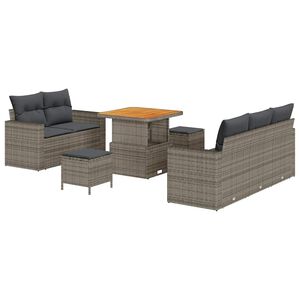 vidaXL Tr&auml;dg&aring;rdsoffset 8 pcs Gr&aring; Konstrotting och pulverlackerad st&aring;l