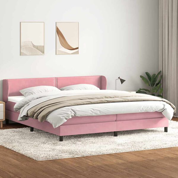 vidaXL Res&aring;rs&auml;ng med madrasser rosa 180x210 cm sammet