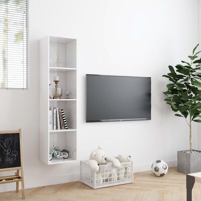 vidaXL Bokhylla/TV-bänk vit högglans 143x30x36 cm