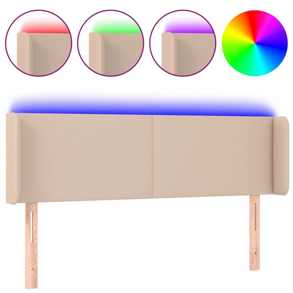 vidaXL S&auml;nggavel LED cappuccino 147x16x78/88 cm konstl&auml;der
