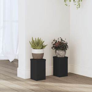 vidaXL V&auml;xtst&auml;ll 2 st svart 10x10x18 cm konstruerat tr&auml;