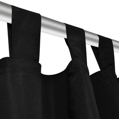 2-pack gardiner med öglor i svart microsatin 140 x 225 cm