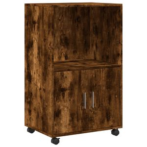 vidaXL Sk&aring;p med hjul r&ouml;kf&auml;rgad ek 55x40x91 cm konstruerat tr&auml;