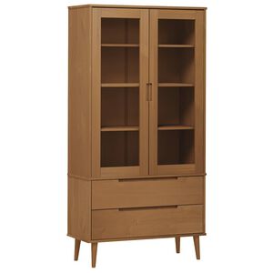 vidaXL Vitrinsk&aring;p MOLDE brun 90x35x175 cm massiv furu