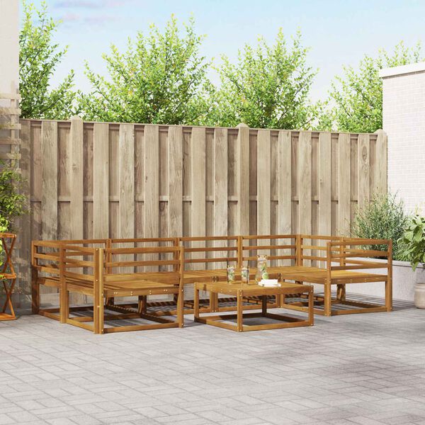 vidaXL Utomhussoffset 7 pcs Naturf&auml;rg Massivt Akaciatr&auml;