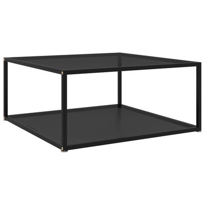 vidaXL Soffbord svart 80x80x35 cm härdat glas