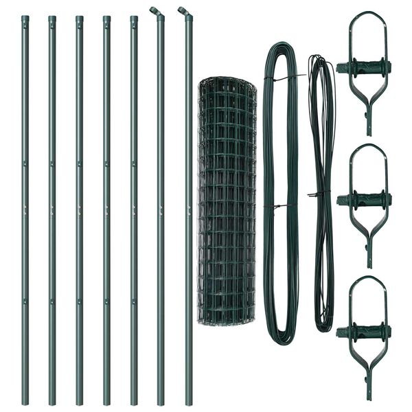 vidaXL St&auml;ngsel med stolpe Gr&ouml;n 1,2 x 10 m St&aring;l och PVC