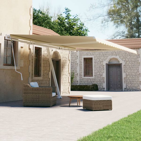 vidaXL Markis manuellt inf&auml;llbar frist&aring;ende 500x300 cm gr&auml;ddvit