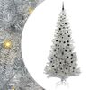 vidaXL Julgran med 300 LED-lampor med stativ Silver 240 cm PET
