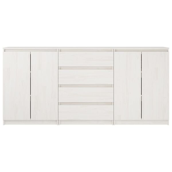 vidaXL Skänk 3 delar vit massiv furu