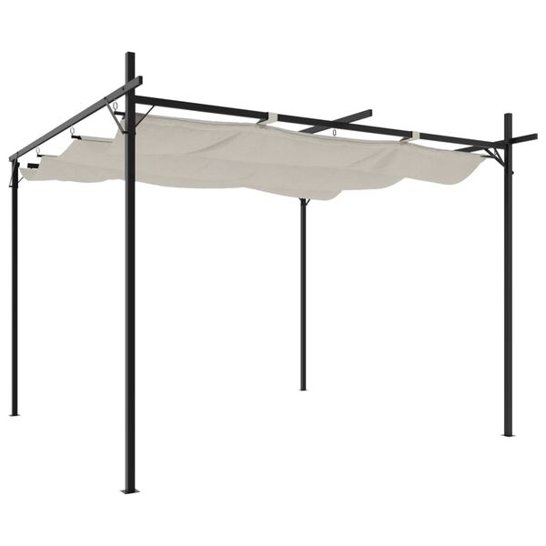 vidaXL Pergola med inf&auml;llbart tak gr&auml;ddvit 295x292x230 cm